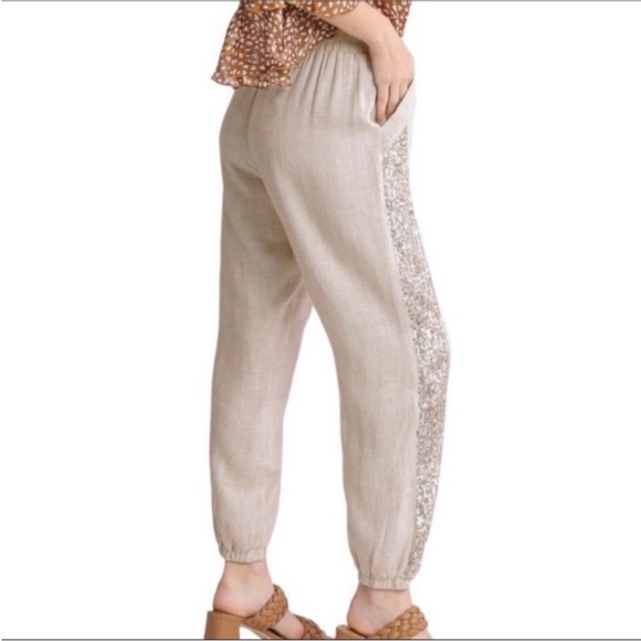 UMGEE sequins linen jogger pants M - Picture 1 of 8